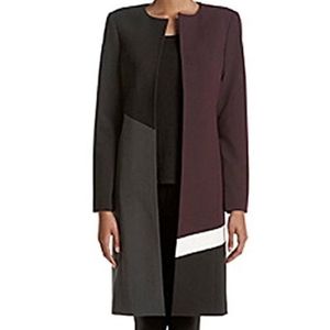 Calvin Klein Color Block Topper Jacket (Cream charcoal black Aubergin, size 8)